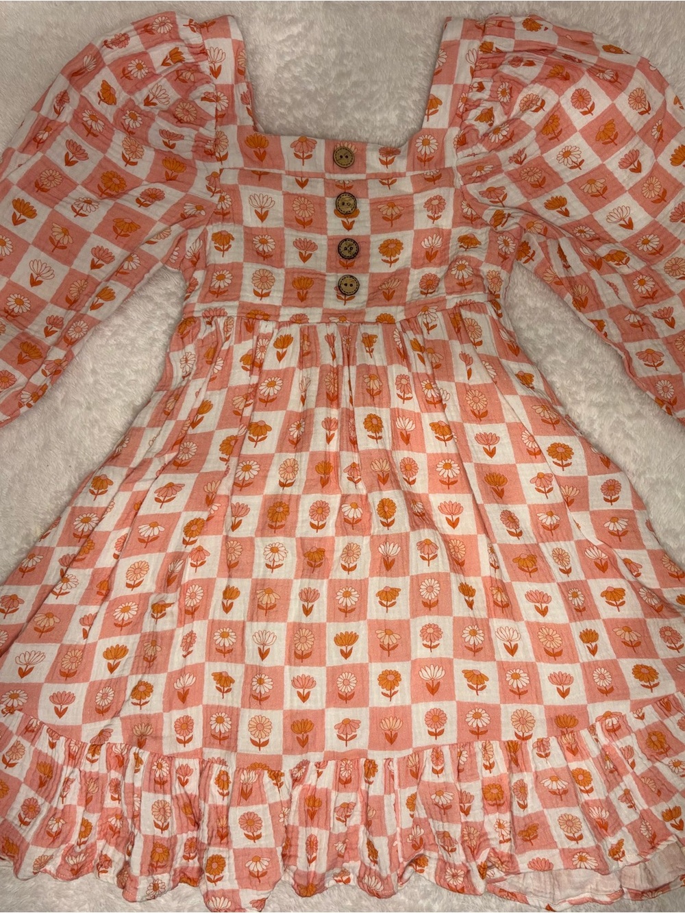 Cheeky Plum puff sleeve gauze dress